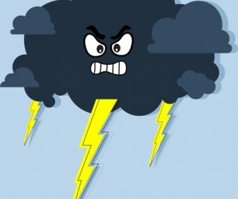 Lightning Icon Stylized Style Angry Emotion Design