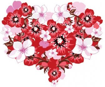 Flores Lilás Coração Valentine8217s Dia Cartão Modelo Vector