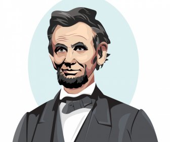Ikon Potret Presiden Lincoln Sketsa Kartun Buatan Tangan