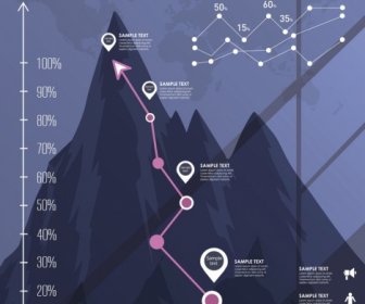 Garis Grafik Infographic Gunung Ikon Dekorasi