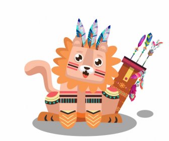 Leão Animal ícone Boho Fantasia Decoração