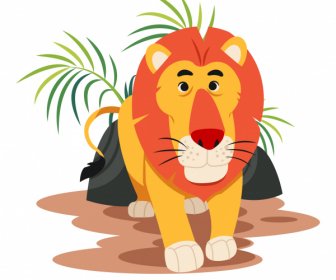 ライオン動物絵画かわいい漫画のキャラクタースケッチ