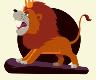 Singa Raja Ikon Kartun Berwarna Karakter Sketsa