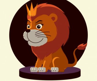 Lion King Icon Cute Cartoon Design Stylized Character