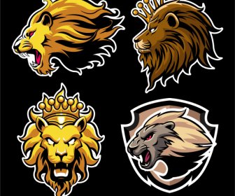 Löwe Logotypen Flache Handgezeichnete Skizze