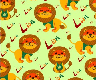Lions Repeat Pattern Design With Bright Color Background