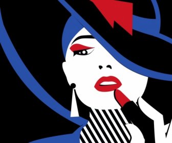 Lipstick Advertisement Elegant Woman Cartoon Character