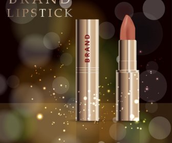 Lipstik Iklan Realistis Desain Bokeh Cahaya Ornamen