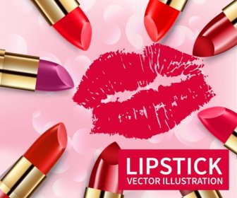 Les Lèvres De Publicité De Rouges à Lèvres Marquent Icône Brillant Coloré Decor