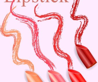 Lipsticks Advertising Curved Painted Lines Decor