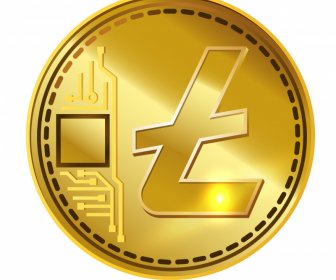 Litecoin Dogotal Moeda ícone ícone Brilhante Design Dourado De Luxo