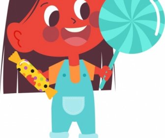 Маленькая девочка значок конфеты декор мультипликационный персонаж