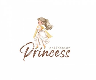 Pequena Princesa ícone Bonito Desenho Animado Personagem Caligrafia Esboço