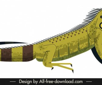 Icône D'animal De Reptile De Lézard A Coloré L'esquisse 3d