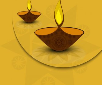 Lluminated Oil Lamp On Beautiful Diwali Background