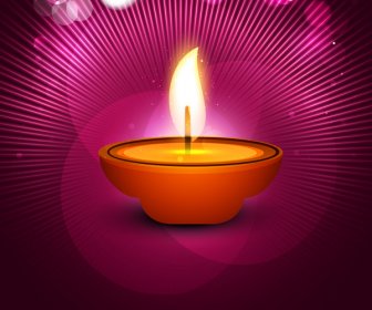 Lluminated Oil Lamp On Beautiful Diwali Background