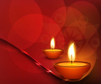 Lampu Minyak Lluminated Indah Diwali Di Latar Belakang