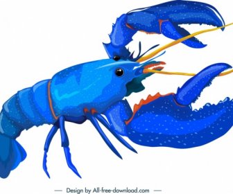 Lobster Icon Blue 3d Sketch