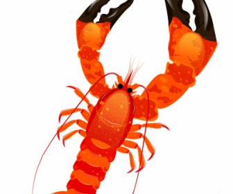 Ikon Lobster Cakar Besar Sketsa Desain Hitam Merah