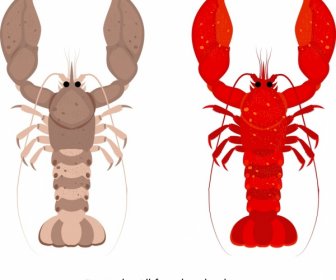 Lobster Ikon Berwarna Mockup Sketsa