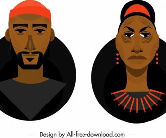 Masyarakat Setempat Avatar Ikon Gelap Desain Sketsa Kartun