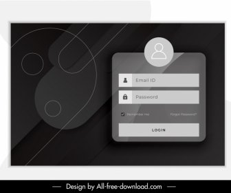 ログインウェブページテンプレート黒白テクノロジー幾何学的な装飾