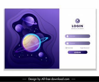 Login Webpage Template Planets Sketch