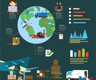 Logistic Concept Design Infographic And Symbols In Colors