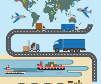 Logistikkonzept Transport Symbole Und Kartenentwurf