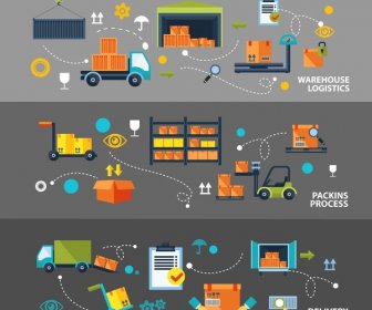 Logistic Concepts Illustration With Warehouse And Delivery Icons