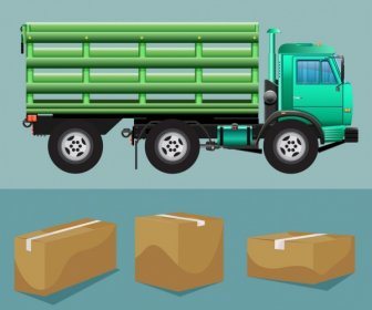 Logistic Design Element Truck Freight Boxes Icons