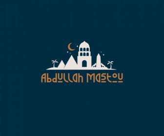 Logo Abdullah Mastou Plat Arabe Symboles éléments Croquis