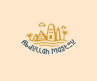 logo abdullah mastou handdrawn arabic nature architecture elements sketch