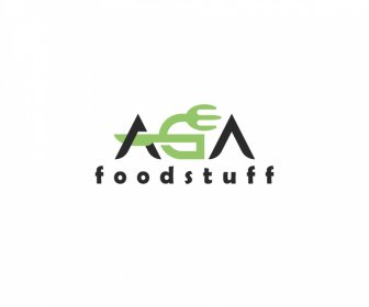 Логотип AGA шаблон плоские стилизованные тексты вилка нож эскиз