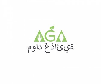 логотип Aga шаблон плоские симметричные стилизованные тексты вилочный нож эскиз
