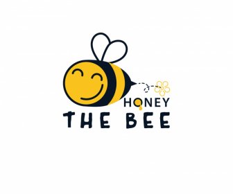 logo bee flat handdrawn cartoon icon