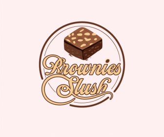 Logotipo Brownie Slush Círculo Bolo De Chocolate
