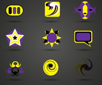 黄色と紫のロゴ デザイン要素