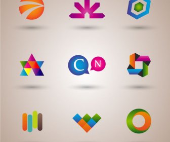 カラフルなスタイルとロゴのデザイン要素図