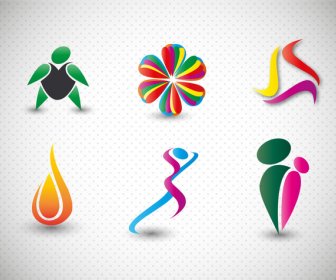 Logo Design Elements In Colorful Abstract Shapes