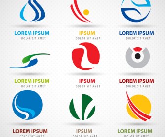 Logo Design Elements With Abstract Colored Style