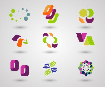 Logo Design Elements With Colorful Shaped Illustration