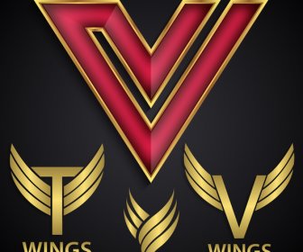 Logo Design Elements With Wings Illustration