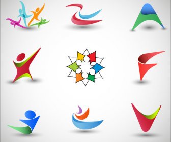 элементы дизайна логотипа с 3d изогнутые абстрактный Иллюстрация