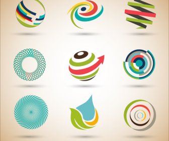 Desain Logo Set Dengan Ilustrasi Abstrak