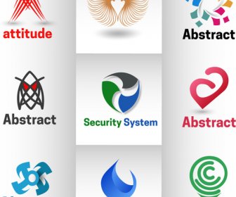 Desain Logo Dengan Berbagai Bentuk Abstrak Ilustrasi
