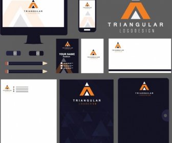 Identidade Logotipo Define Decoração Plana Triangular