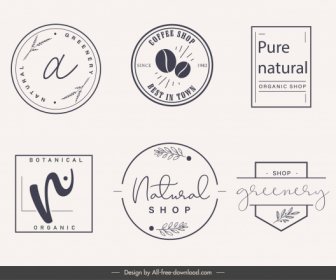 Plantillas De Etiquetas De Logotipo Simples Formas Planas Clásicas