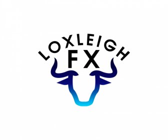 Logo Loxleigh FX Logotipo Simétrico Cabeza De Toro Textos Esquema