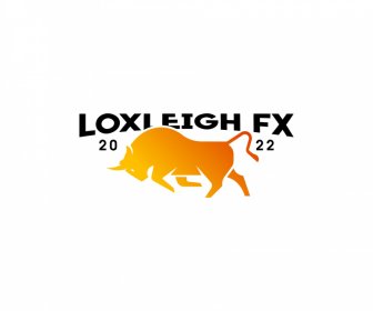 Logo Loxleigh Fx şablonu Düz Siluet Dinamik Bufalo Taslağı